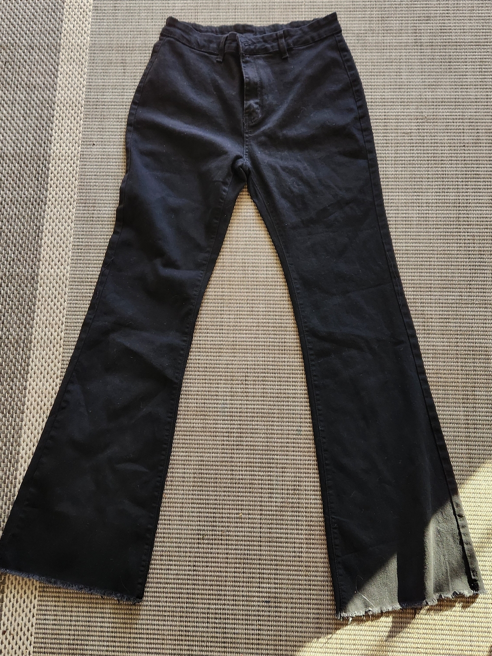 SHEIN Black High Waist Flare Jeans Raw Hem NWOT XL